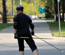 Roller skating on the street Stock Photo