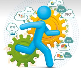 Runner with gear infographic vector