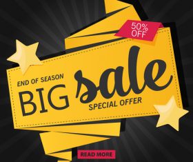 Sale origami banner yellow vctor