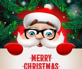 Santa with merry christmas postercard vector