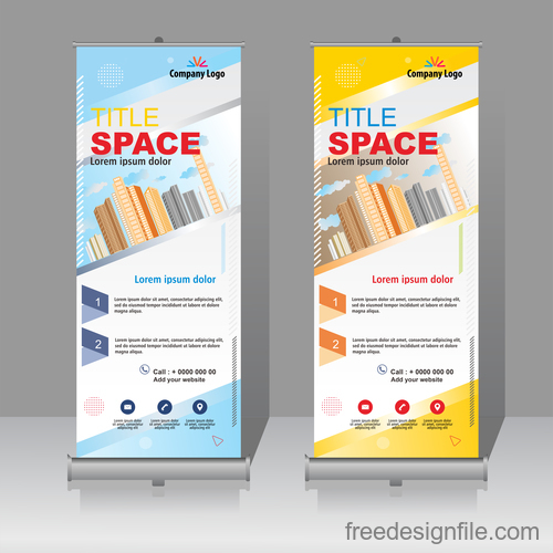Scrolls vertical banners company vector 01