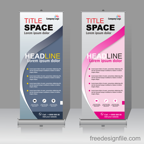 Scrolls vertical banners company vector 02