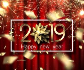 Shining golden 2019 new year design vector
