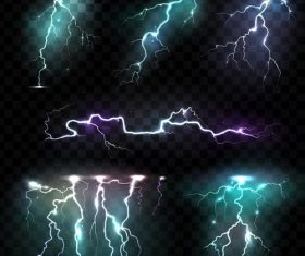 Shining lightning illustration vectors set 01