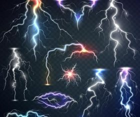 Shining lightning illustration vectors set 02