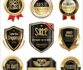 Shipping and luxury golden labels vector 1