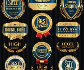 Shipping and luxury golden labels vector 3
