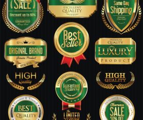 Shipping and luxury golden labels vector 4