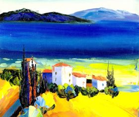 Shooting bright-colored oil paintings Stock Photo 05