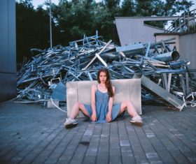 Stock Photo Girl with metal behind