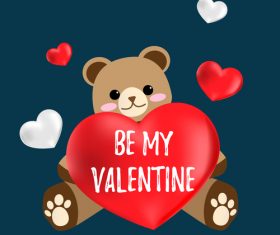 Teddy bear with red heart and valentines day background vector