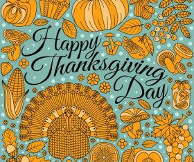 Thanksgiving Day golden elements vectors 02