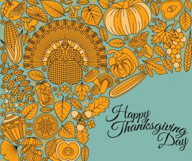 Thanksgiving Day golden elements vectors 03