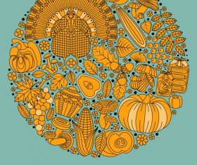 Thanksgiving Day golden elements vectors 04
