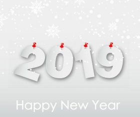 Thumbtack with paper 2019 new year design vector