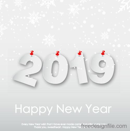 Thumbtack with paper 2019 new year design vector