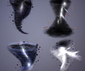 Tornado with lightning illustration vector 01