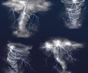 Tornado with lightning illustration vector 02