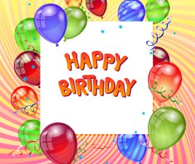 Transparent colored balloons with birthday design vector