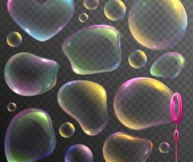 Transparent rainbow bubble heart shape vector 01