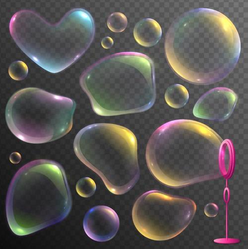 Transparent rainbow bubble heart shape vector 01