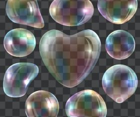 Transparent rainbow bubble heart shape vector 02