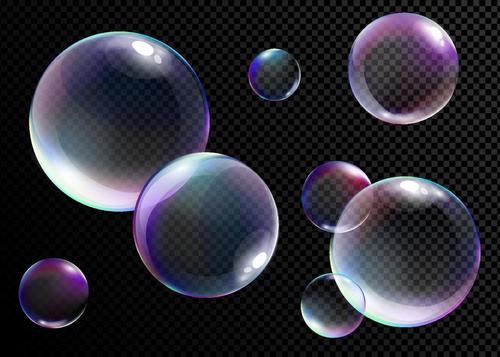 Transparent rainbow bubble vectors