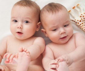 Twin baby Stock Photo