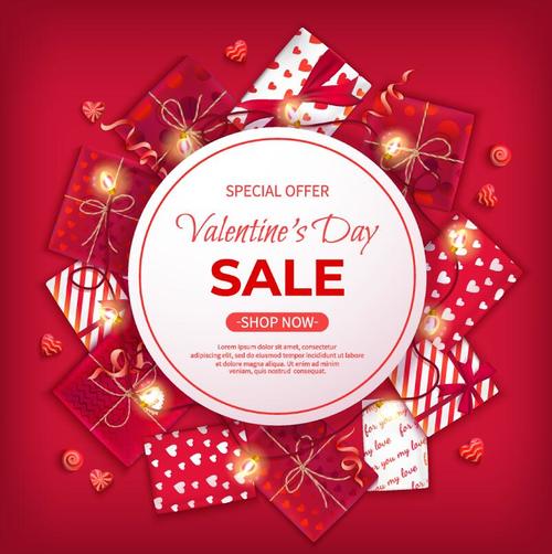 Valentine day discount sale red vectors 02