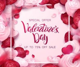 Valentine day sale design with flower frame vector