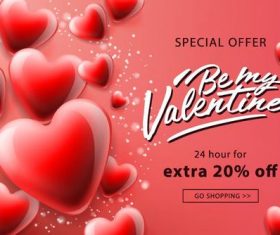 Valentine day special offer shopping poster vector