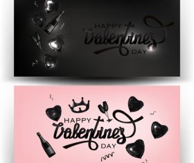 Valentines Day banners with deco objects vector