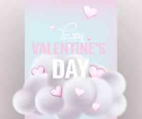 Valentines Day card with cloud and hearts vector