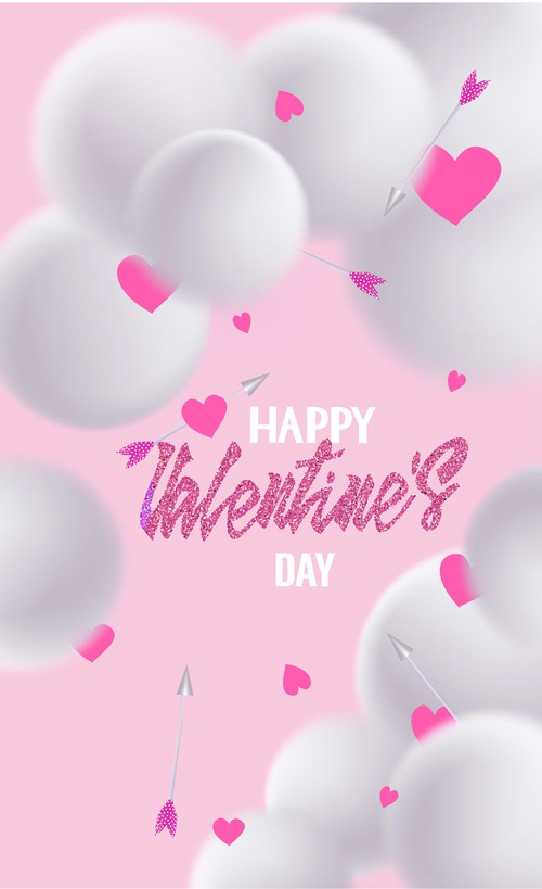 Valentines Day greeting card with hearts arrows and snow balls vector