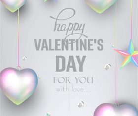 Valentines Day greeting card with pearl colored deco objects vector