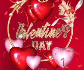 Valentines Day party invitation card with deco object vector