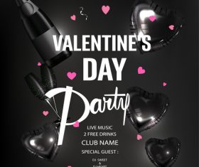 Valentines Day party invitation card with valentines deco elements vector