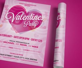 Valentines Party invitation Flyer PSD Template