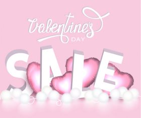 Valentines day Sale banner with letters and hearts vector