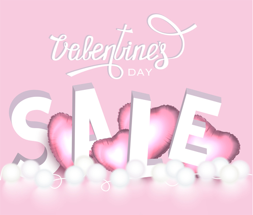 Valentines day Sale banner with letters and hearts vector