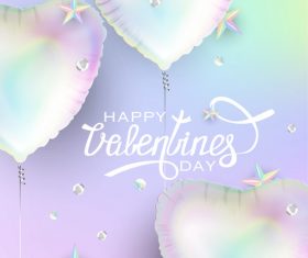 Valentines day background with heart shaped air balloons and stars vector