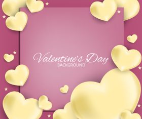 Valentines day background with yellow heart shape vector