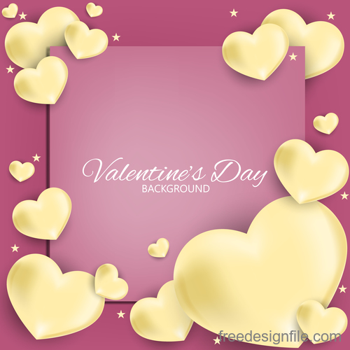 Valentines day background with yellow heart shape vector