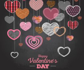 Valentines day blackboard background design vector 01