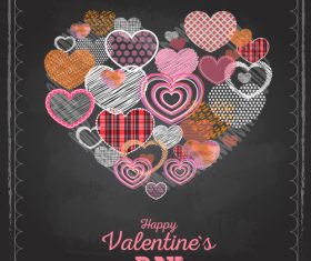 Valentines day blackboard background design vector 02