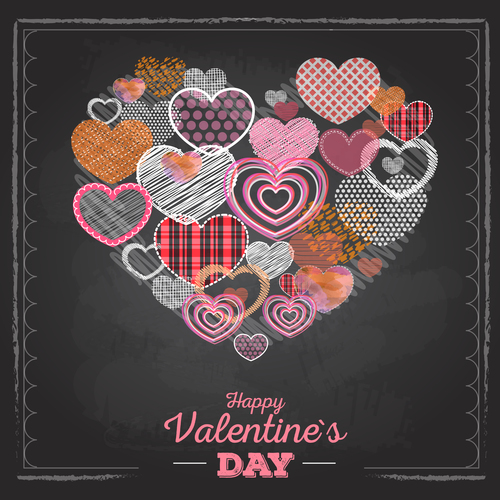 Valentines day blackboard background design vector 02