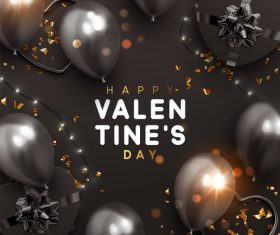 Valentines day card with balloons and confetti vectors 01