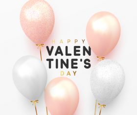 Valentines day card with balloons and confetti vectors 02