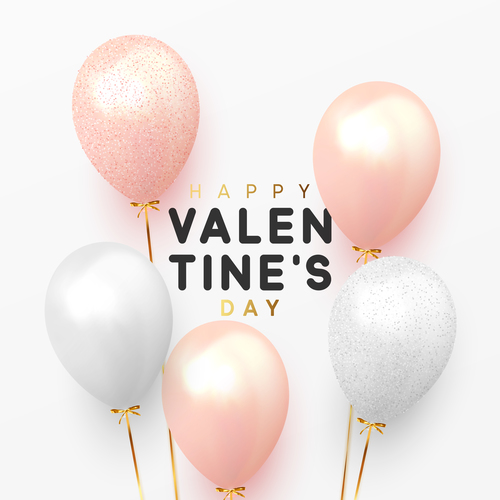Valentines day card with balloons and confetti vectors 02