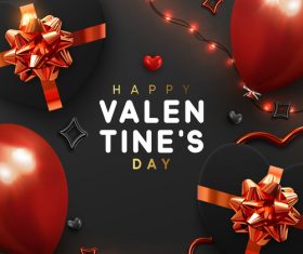 Valentines day card with balloons and confetti vectors 03